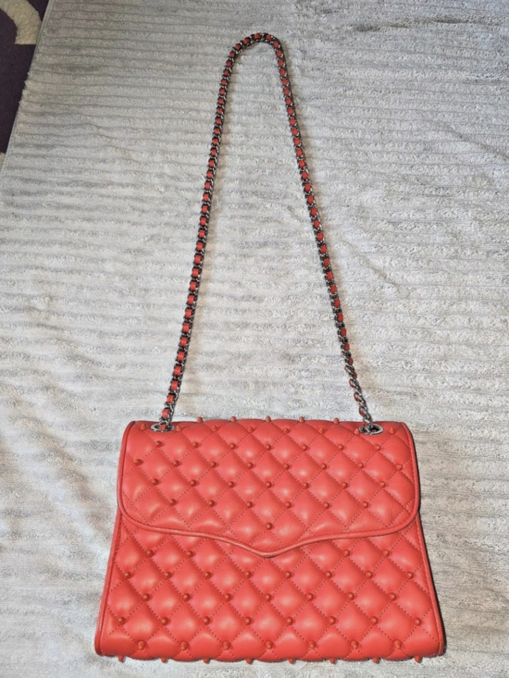 Rebecca Minkoff Quilted Affair Bag with Enamel Studs - Coral